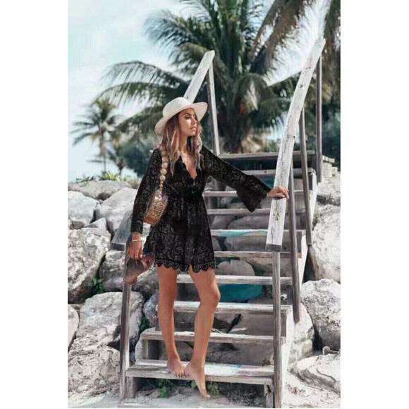 Abstract Pattern Lace Swimsuit Coverup Size X-Large - Picture 1 of 7